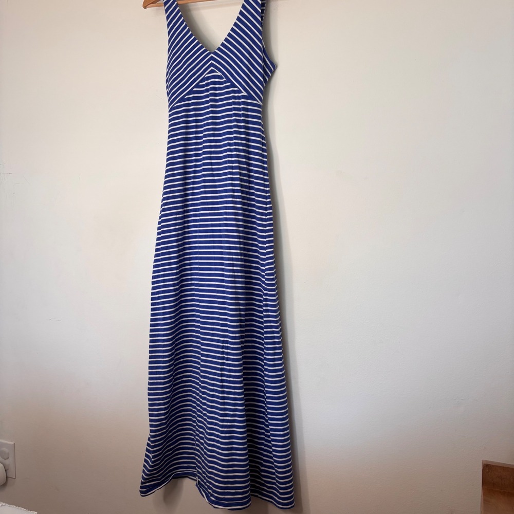 Tommy Hilfiger Girl Blue Striped Open Back Maxi Dress Jersey Y2K Size Large